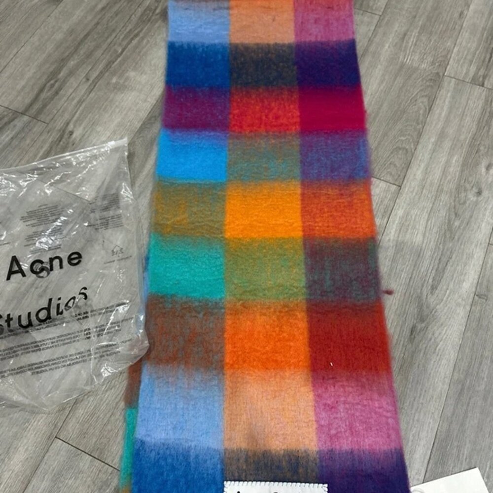 Acne Studios Multicolor Checked Wool Scarf - Picture 3 of 4
